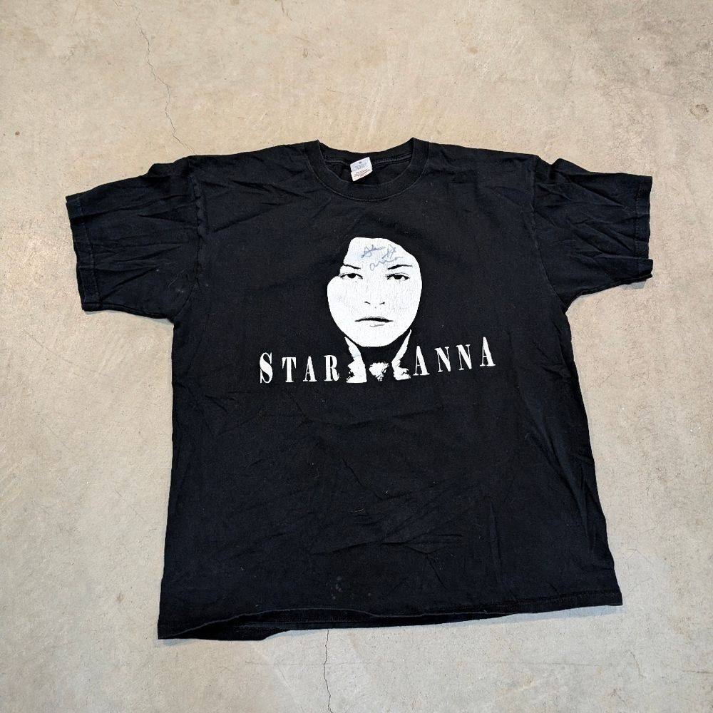 Star Anna Signed Shirt Adult XL Black Flaws Anvil Red Bar